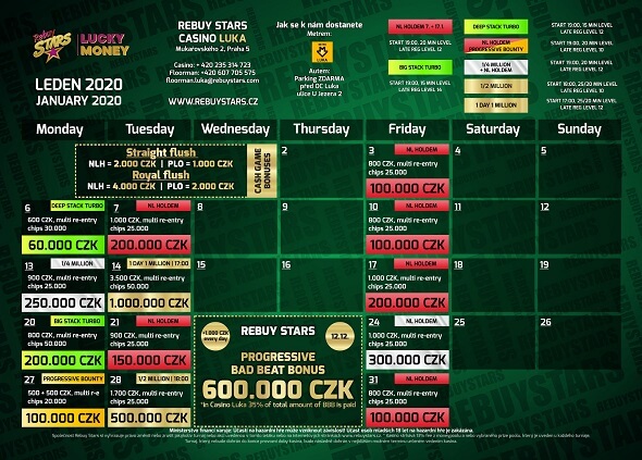 Rebuy Stars Casino Luka – turnaje leden 2020
