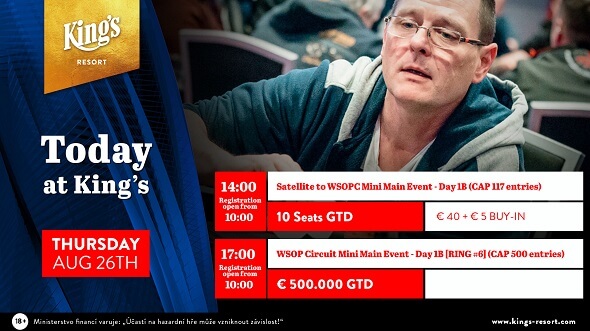 Dnes si v King's zahrajete den 1B WSOPC Mini Main Eventu o €500 tisíc