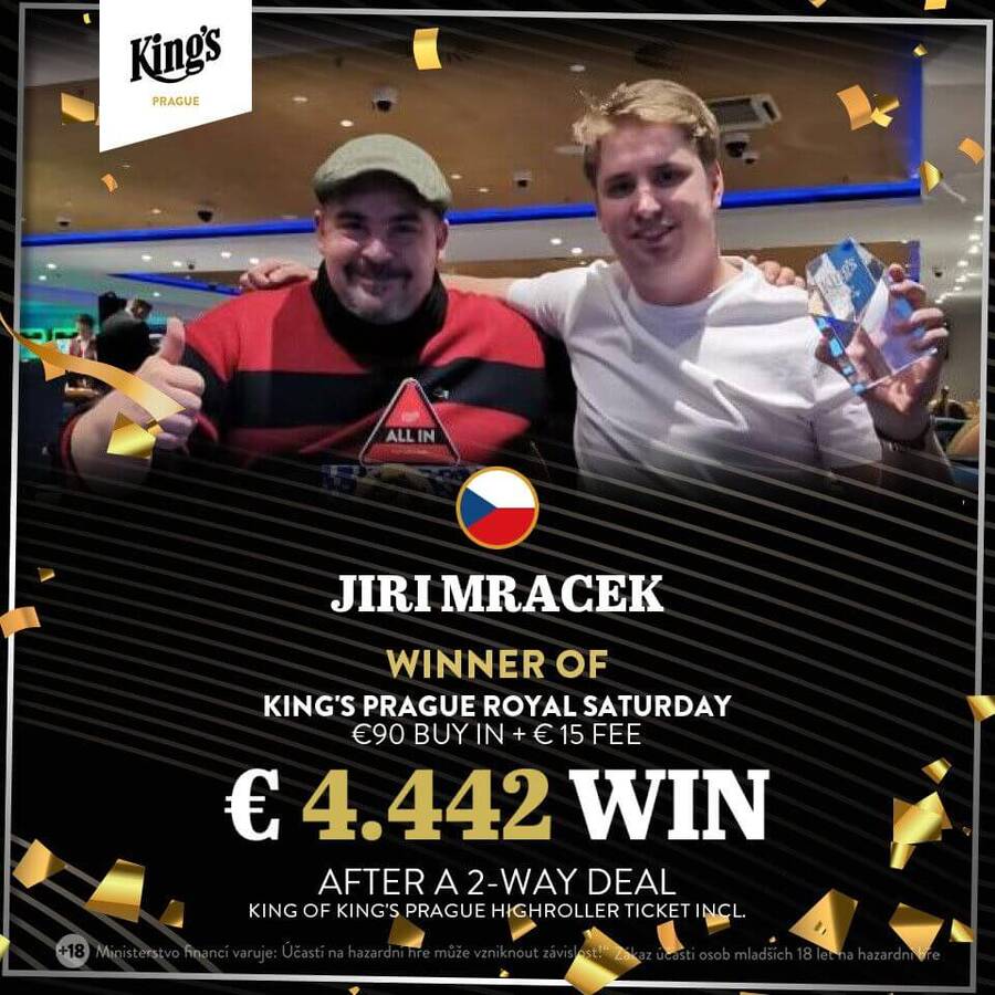 Jiří Mraček vyhrál v turnaji King’s Prague Royal Saturday