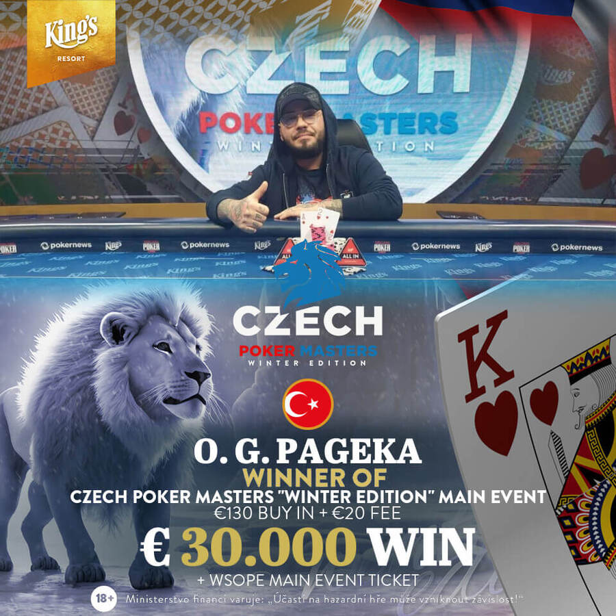 O. G. Pageka veze do Turecka titul z Czech Poker Masters Main Eventu v celkové hodnotě €40.600
