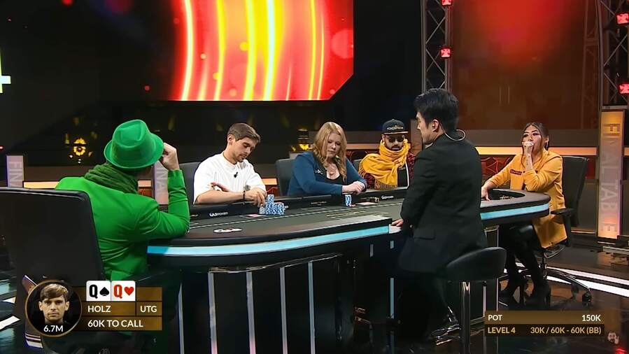 Poslední kvarteto hráčů finálového dne pokerové reality show Game of Gold na kanále GGPoker