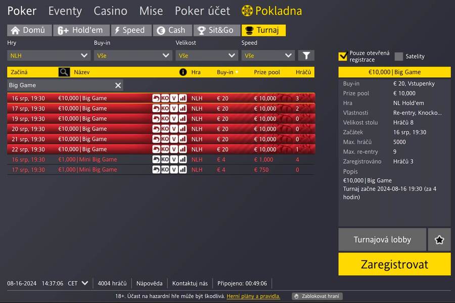 €10.000 GTD Daily Main turnaj v lobby Fortuna Pokeru