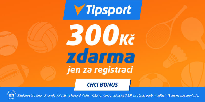 U Tipsportu čeká nové hráče bonus 300 Kč za dokončení registrace