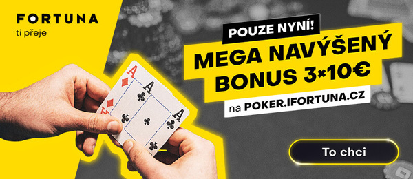 Získejte na Fortuna Pokeru tři €10 tikety do poker turnaje