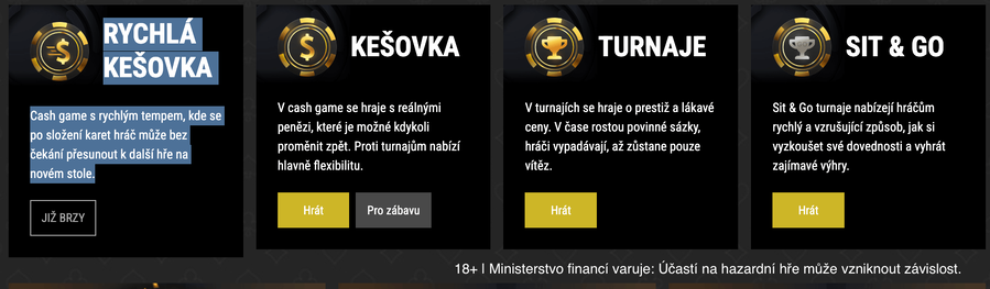 Informace o chystané rychlé kešovce v SynotTip Poker lobby