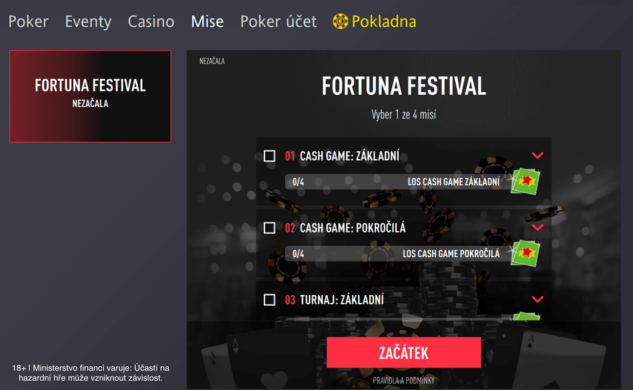 Pokerové mise pro turnajové i cash game hráče v lobby Fortuna Pokeru