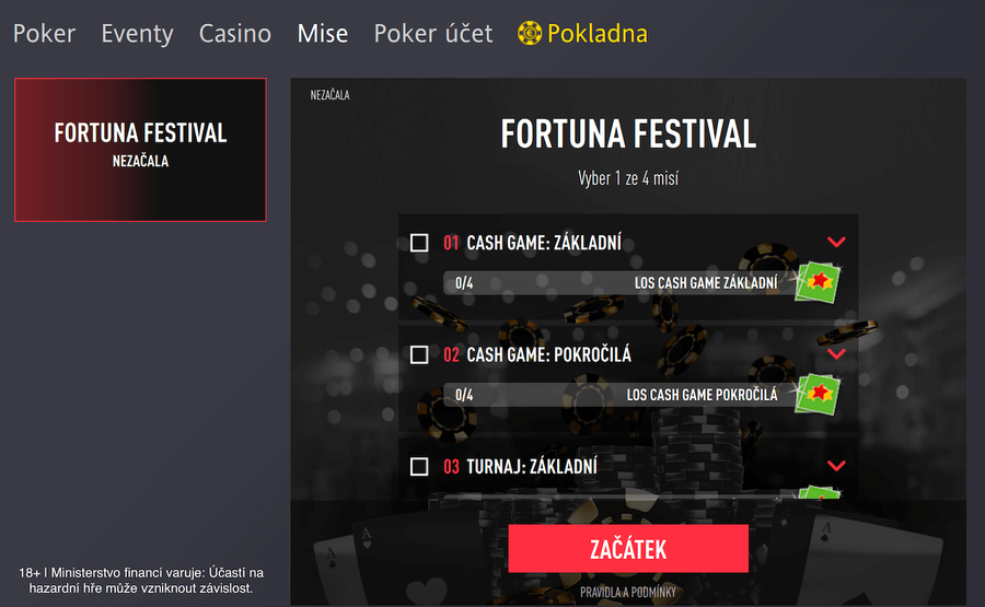 Poker mise na herně Fortuna Poker