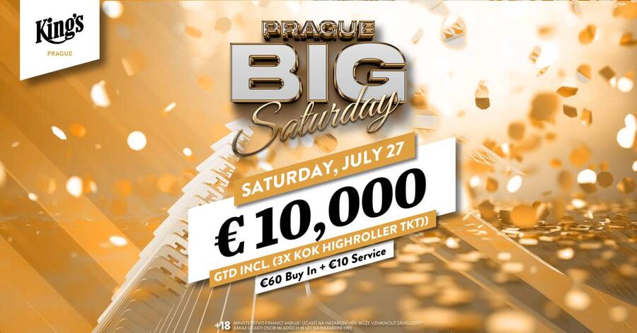 King’s Prague Big Saturday dnes od 16 hodin garantuje €10.000