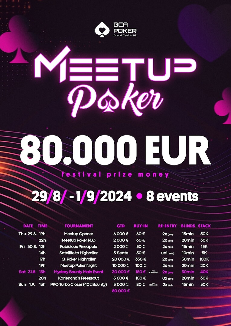 Program Meetup Poker série v Grand Casinu Aš