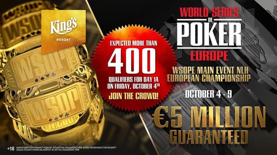 2024 WSOPE Main Event v King’s Resortu Rozvadov garantuje €5.000.000