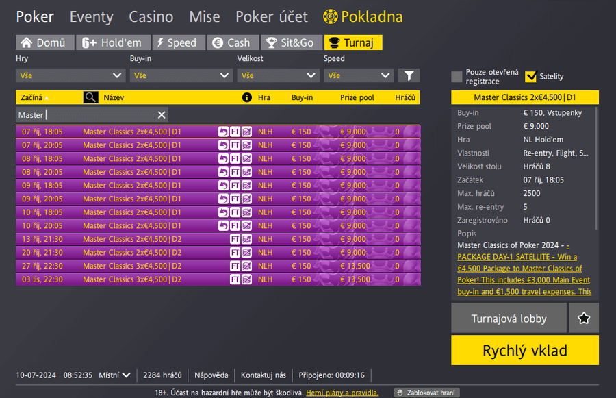 MCOP v lobby Fortuna Pokeru