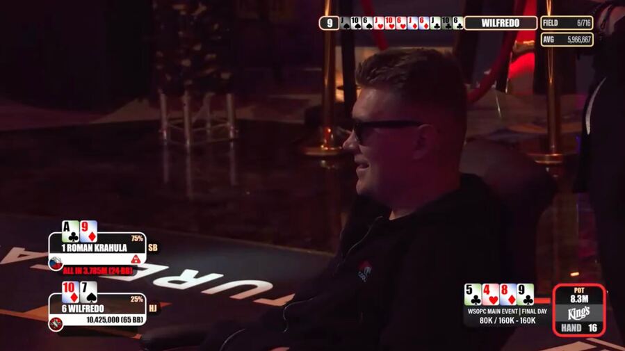 Roman Krahula marně vyhlížel bezpečný river ve finále WSOPC Main Eventu