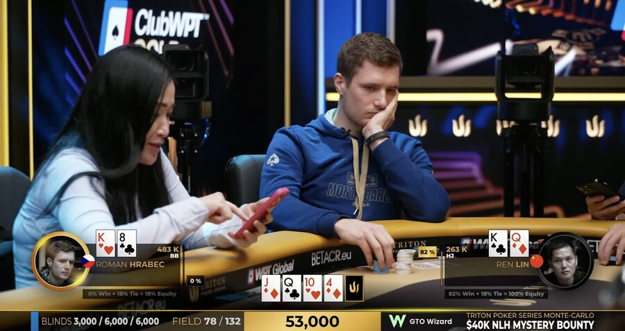 Roman Hrabec během $40K Mystery Bounty Day 1 na Triton Poker Series Monte Carlo