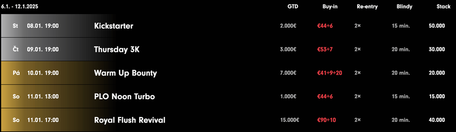 Program turnajů Grand Casino Aš