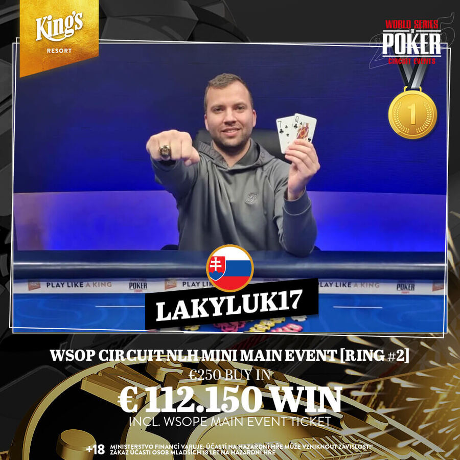 Lukáš Pažma šampionem WSOPC Mini Main Eventu v King’s