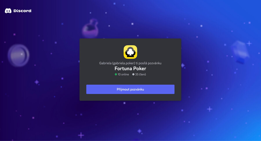 Stačí přijmout pozvánku do Fortuna Poker Discordu