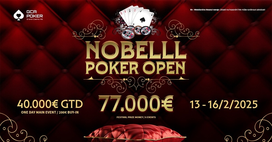 Main event Nobelll festivalu garantuje minimálně €40.000 prize pool