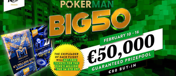 Turnaj Pokerman Big50 garantuje minimální prize pool €50.000